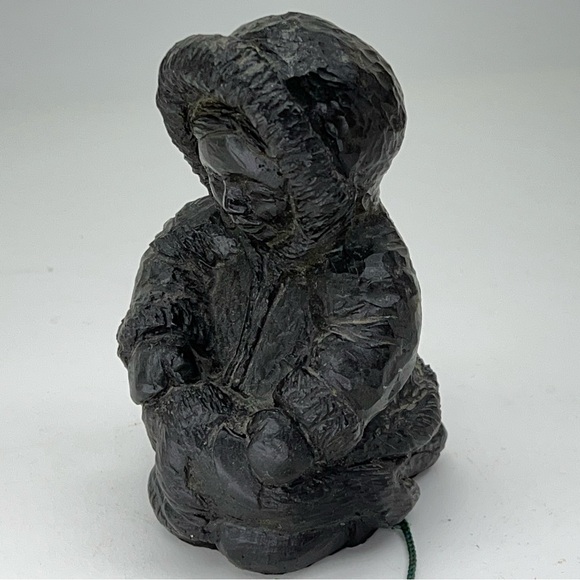Inuit Naber Coal Sculpture Alaska Homer Kachemak Bay Indigenous Eskimo Vintage - Picture 2 of 13